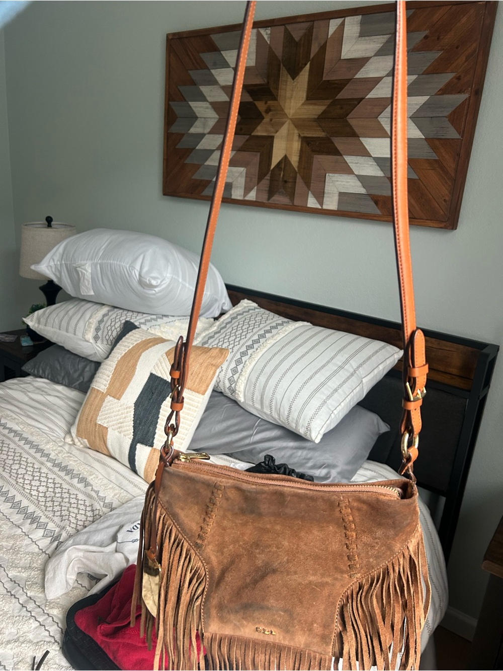 Ralph Lauren Fringe Suede Crossbody Bag in Brown